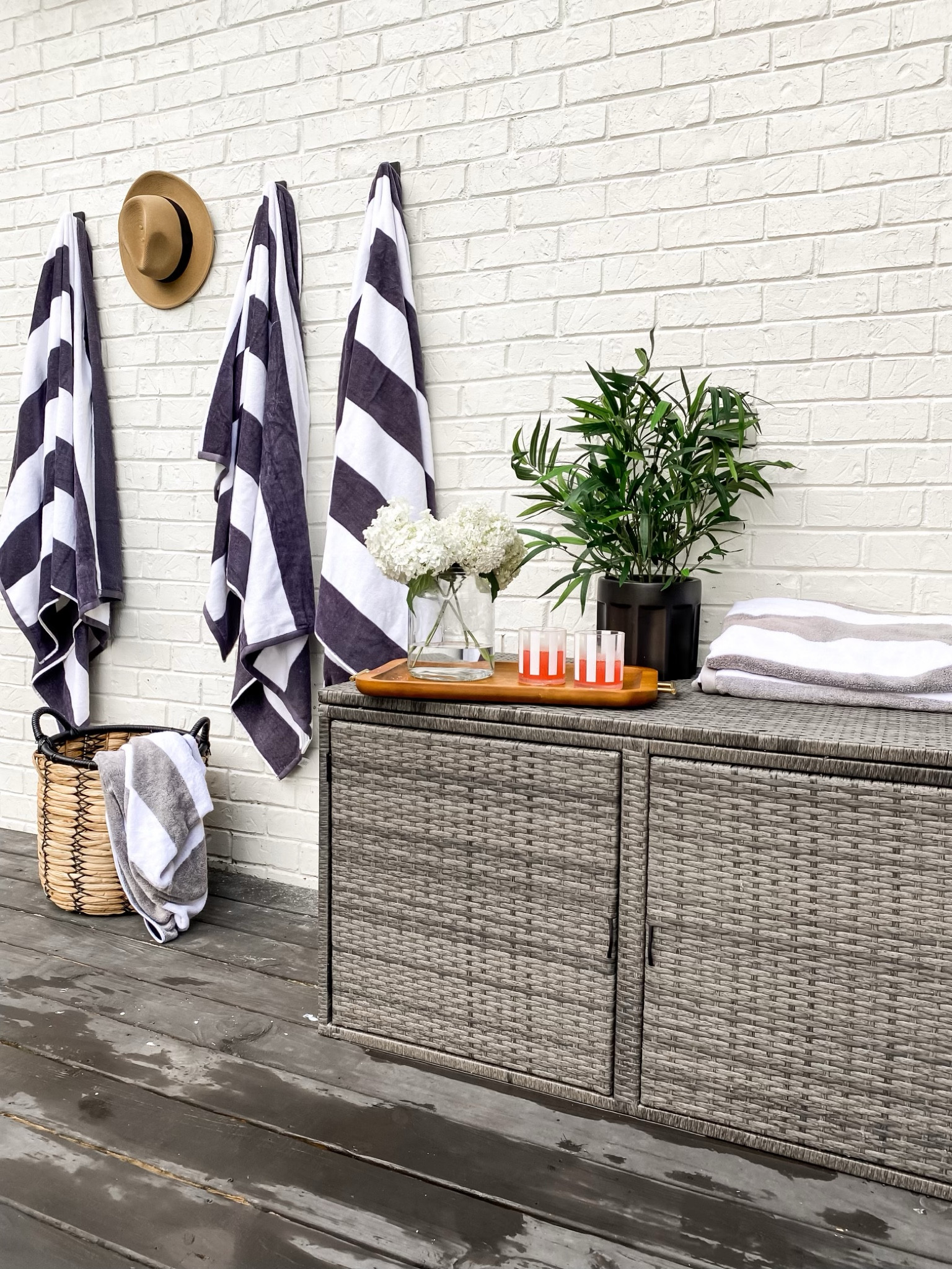 Pool patio furniture and decor! 
88gal wicker deck box from Amazon! We use it to store all of our outdoor games and pool toys! 

#LTKfamily #LTKhome #LTKswim