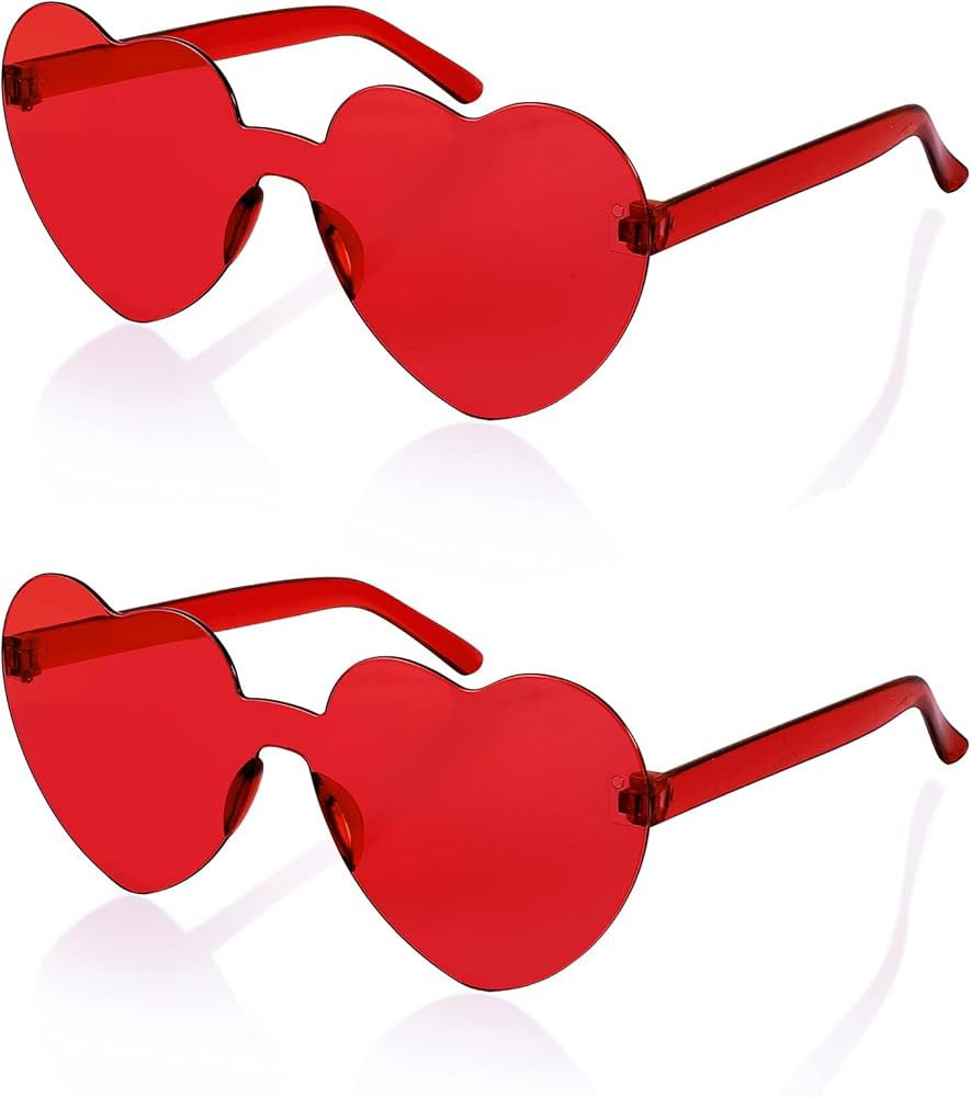 FEISEDY 2 Pack Rimless Heart Shaped Sunglasses Women One Piece Transparent Trendy Love Glasses B2826 | Amazon (CA)