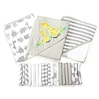 Spasilk Bath Hooded Towels & Washcloths Set for Babies, 23-Piece Gift Set, Grey, (Gift GBA23 0501) | Amazon (US)