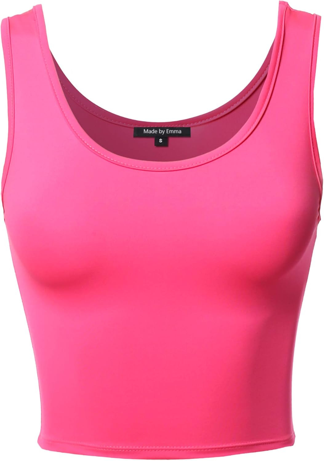 Made by Emma Women's Junior Sized Basic Solid Sleeveless Crop Tank Top | Amazon (US)