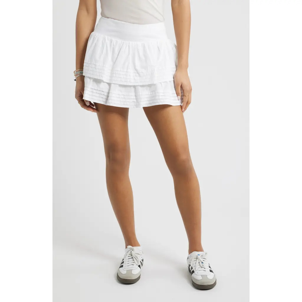 BP. Tiered Ruffle Cotton Miniskort in White at Nordstrom, Size Large | Nordstrom