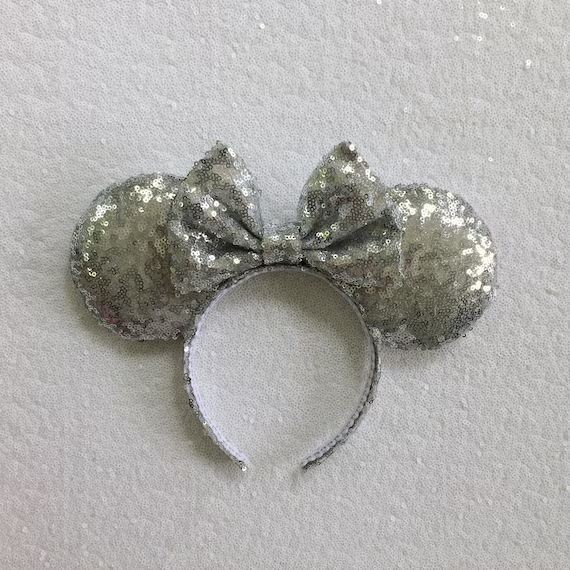 Silver Sequin Minnie Mouse Ears Sequin Ears Mickey Mouse - Etsy | Etsy (US)