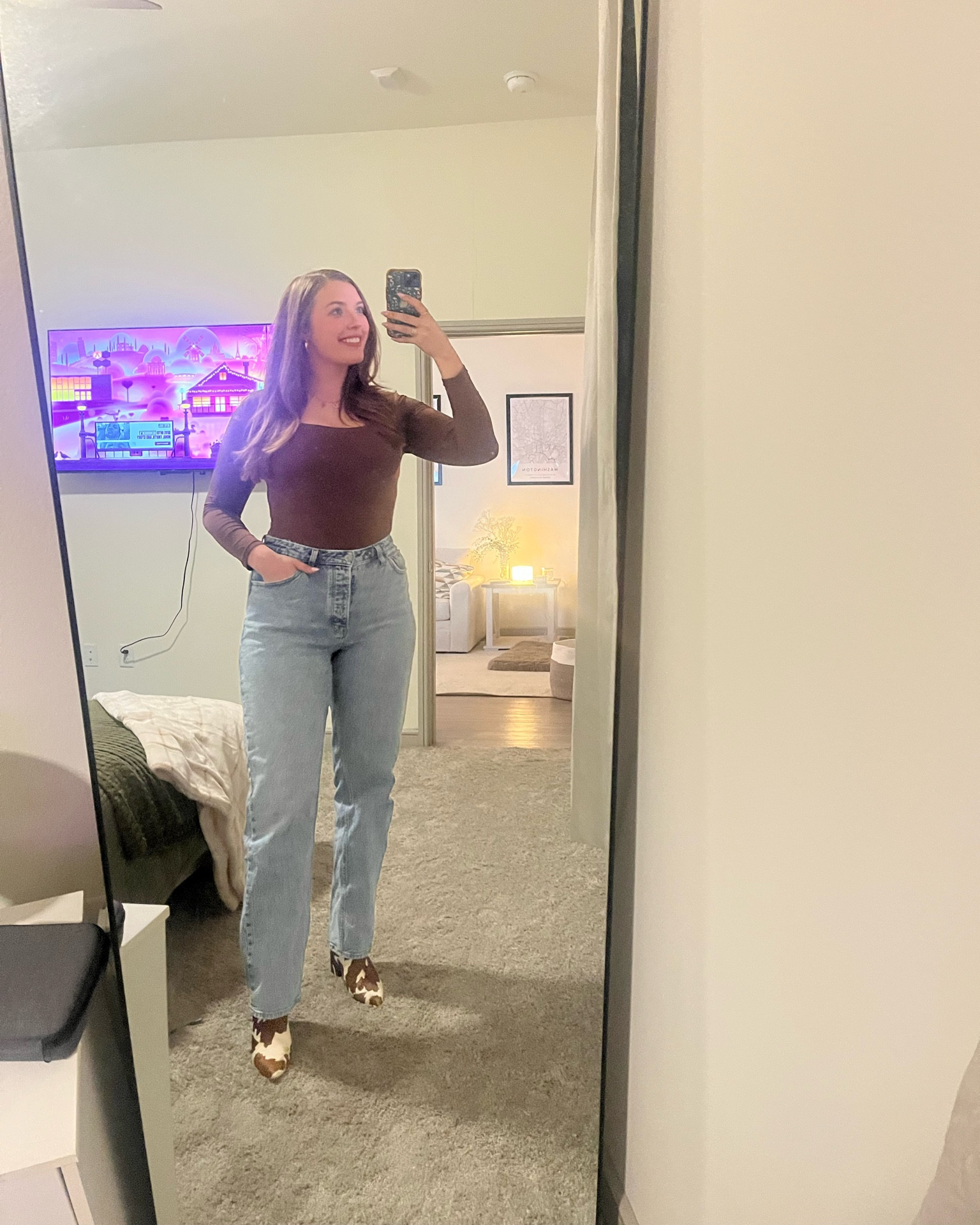 Dancing outfit

Line dancing  date night  denim jeans  ankle boots  cow print boots  western style  western outfit  brown bodysuit  Amazon fashion  floor mirror  curvy outfit 

#LTKSeasonal #LTKStyleTip #LTKMidsize