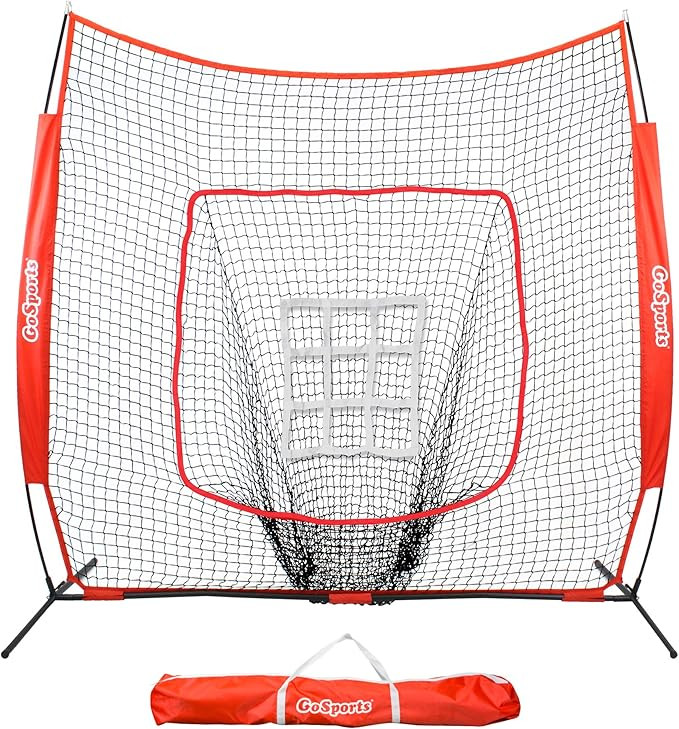 GoSports 7'x7' Baseball & Softball Practice Hitting & Pitching Net with Bow Frame, Carry Bag and ... | Amazon (US)