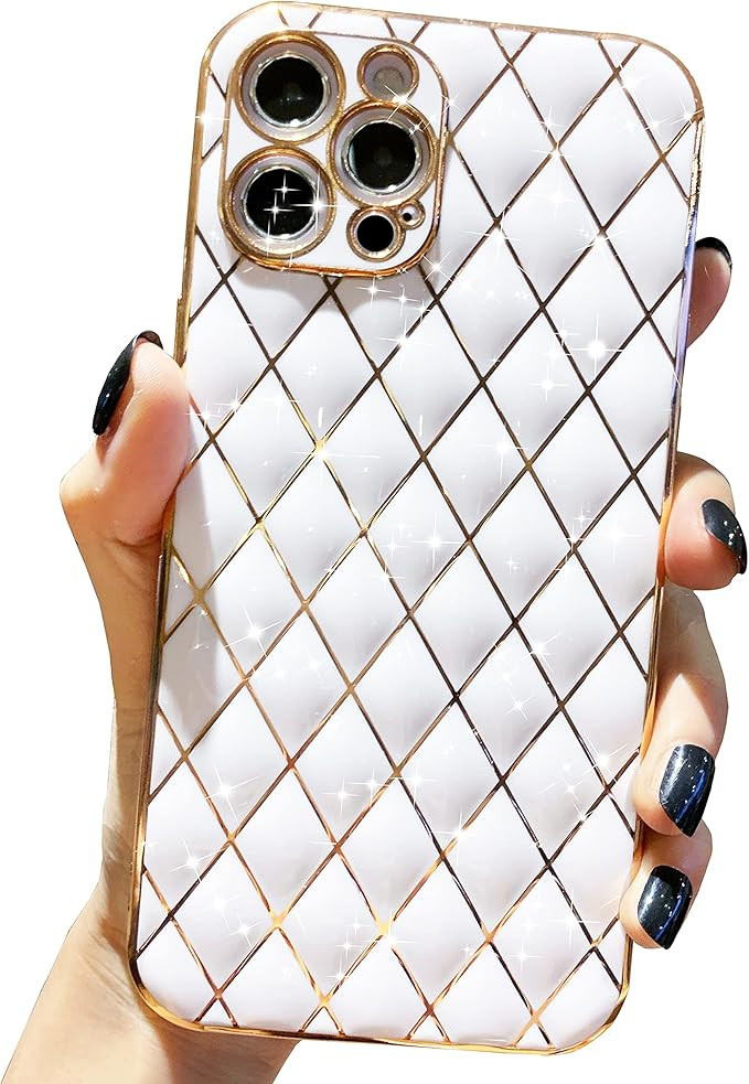 Anynve Compatible with iPhone 12 Pro Max Glitter Luxurly Plating Case, Unique Full Camera Lens Pr... | Amazon (US)