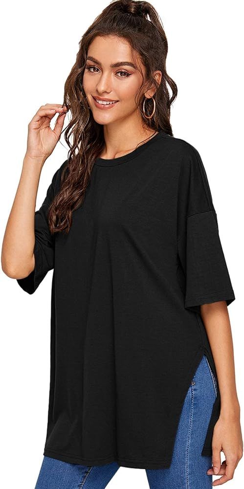 Floerns Women's Casual Basic Short Sleeve Loose T-Shirt Tee Tops | Amazon (US)