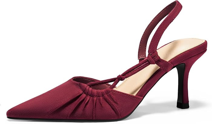 Coutgo Womens Slingback Kitten Heels Closed Pointed Toe Pumps D'Orsay Wedding Party Dress Shoes | Amazon (US)