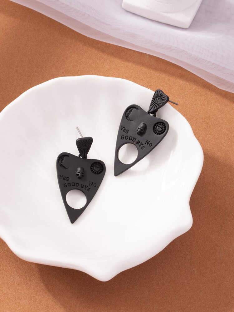 Skull Detail Heart Drop Earrings | SHEIN