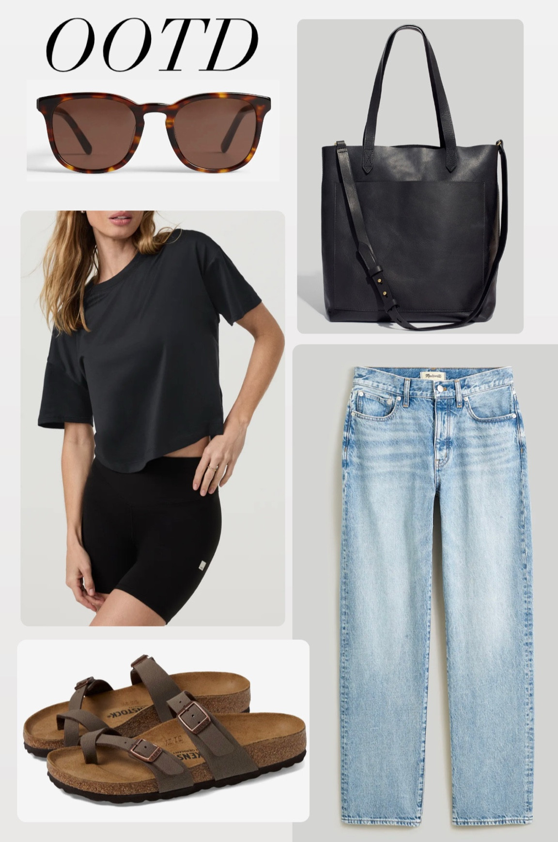School pickup lewk! I wear a 25 in the jeans, very relaxed fit, super comfy! Small in the tee (also an excellent workout tee, I wear it both ways + great cropped fit), linked up the most similar pair of birks I could find. 

#LTKsalealert #LTKshoecrush