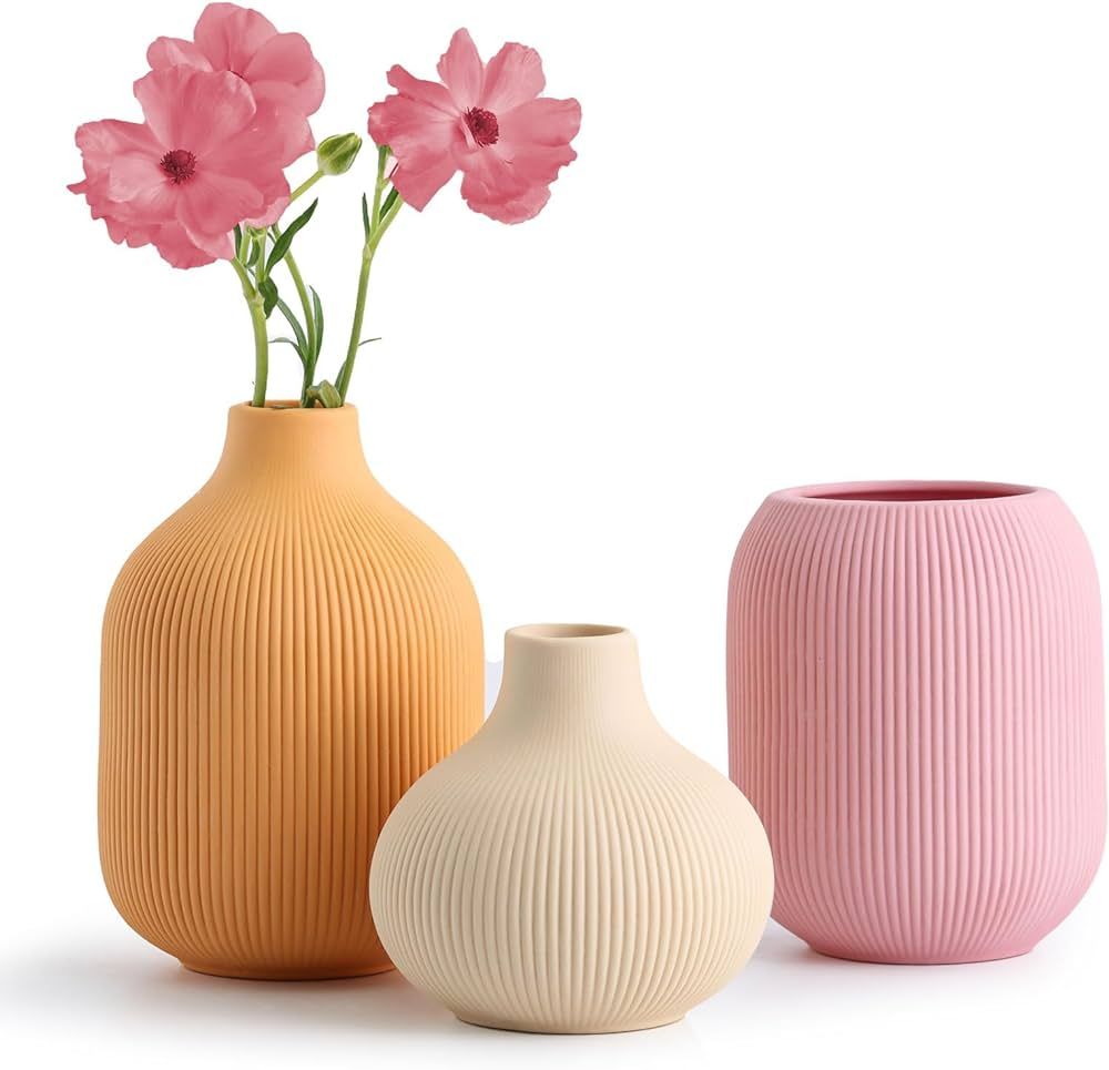 Ceramic Vase for Decor,Small Boho Vases Set for Home Decor,Modern Minimalist Farmhouse Decor,Deco... | Amazon (US)