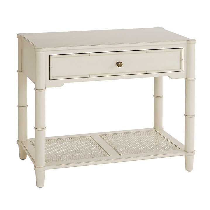 Villandry 1 Drawer Nightstand with Caned Shelf & Antique Brass Pull | Ballard Designs, Inc.