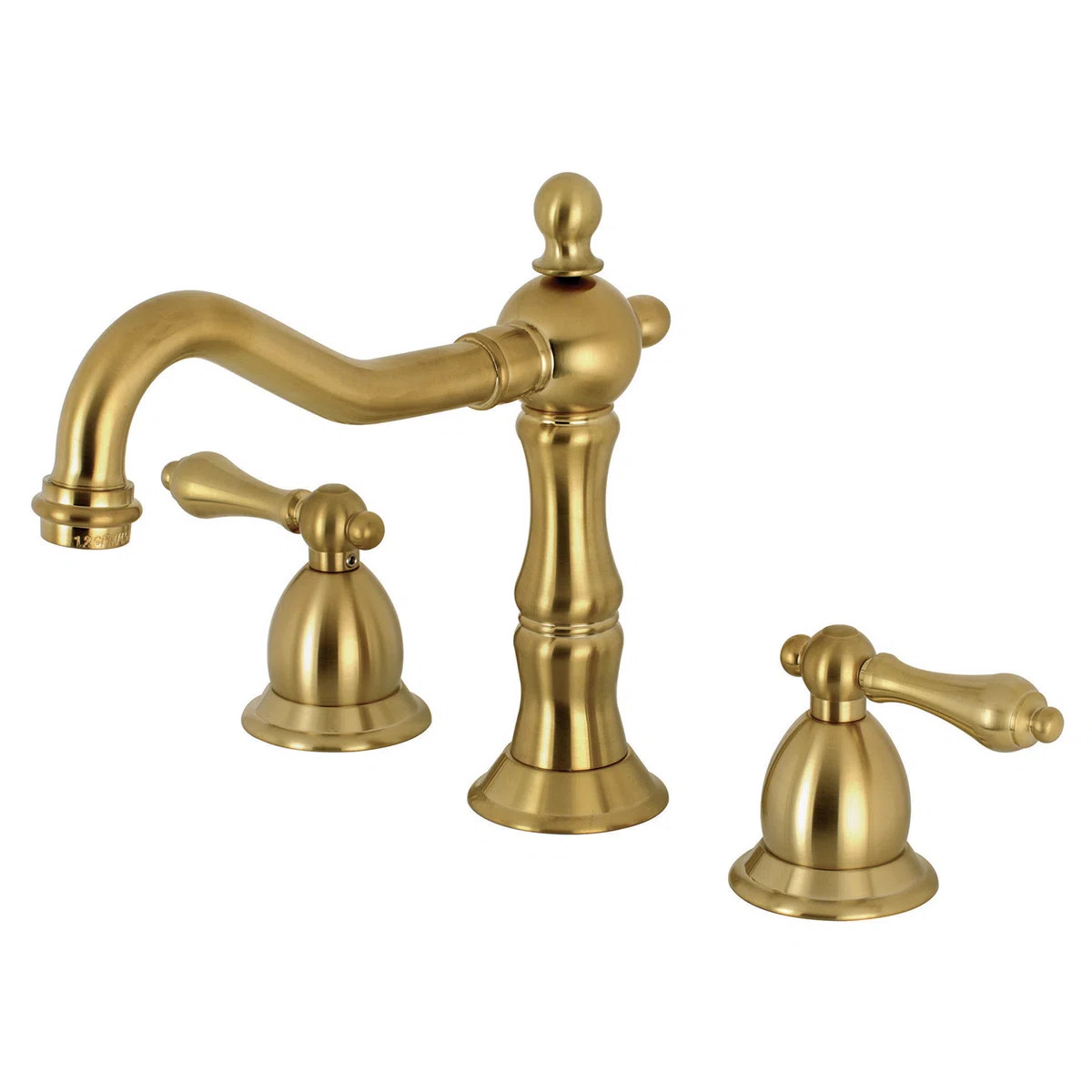 Kingston Brass Heritage Two-Handle 3-Hole Deck Mount Widespread Bathroom Faucet with Brass Pop-Up... | Wayfair North America