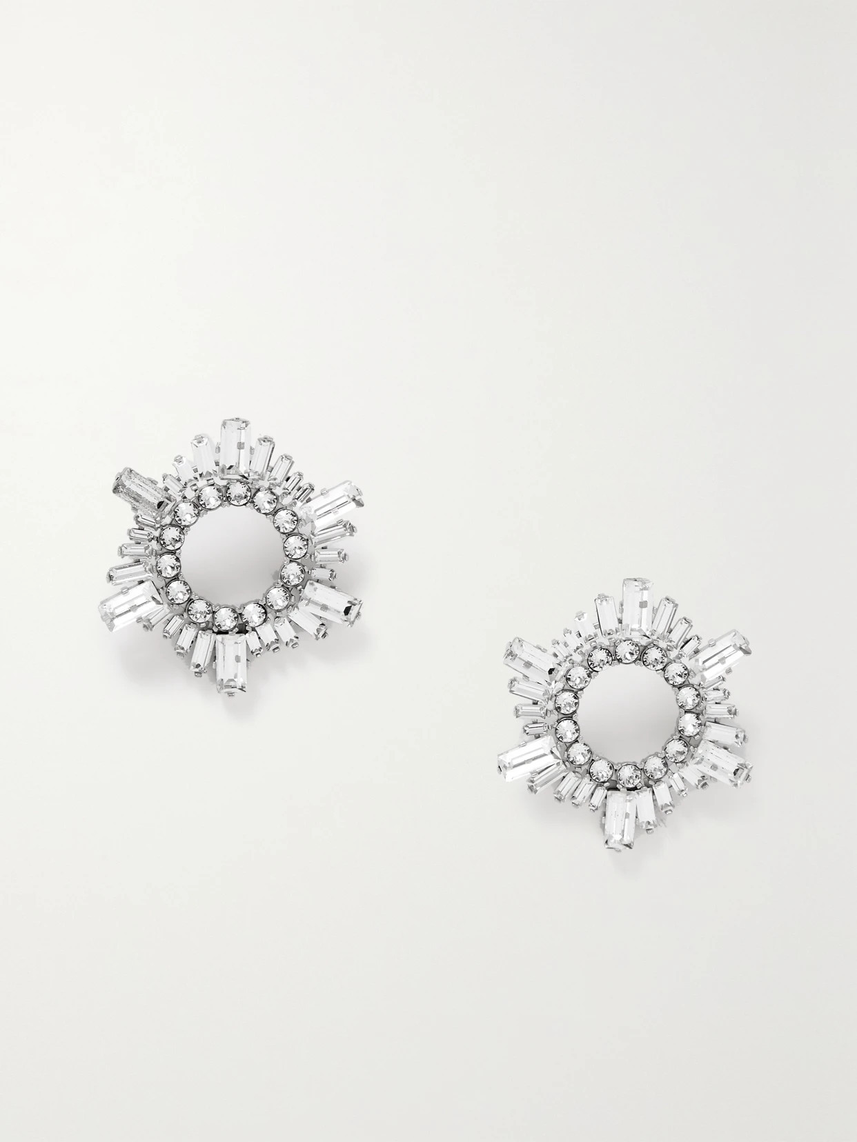 Amina Muaddi - Begum Mini Silver-tone And Crystal Earrings - One size | NET-A-PORTER (US)