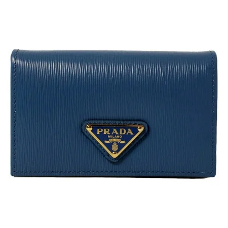 Prada Blue Vitello Move Leather Triangle Logo Card Case Wallet 1MC122 | Walmart (US)