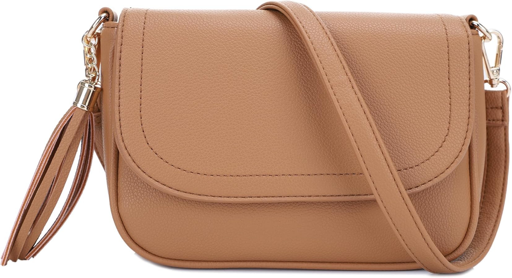 EVVE Small Crossbody Bags for Women Trendy Flap Saddle Purses with Tassel Vegan leather Shoulder ... | Amazon (US)