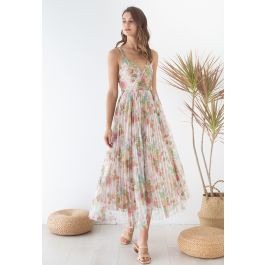 Spring Break Wrap Pleated Mesh Cami Dress | Chicwish