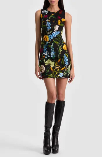 Alice + Olivia Wynell Floral Sleeveless Minidress in Social Hour Black at Nordstrom Rack, Size 10 | Nordstrom Rack