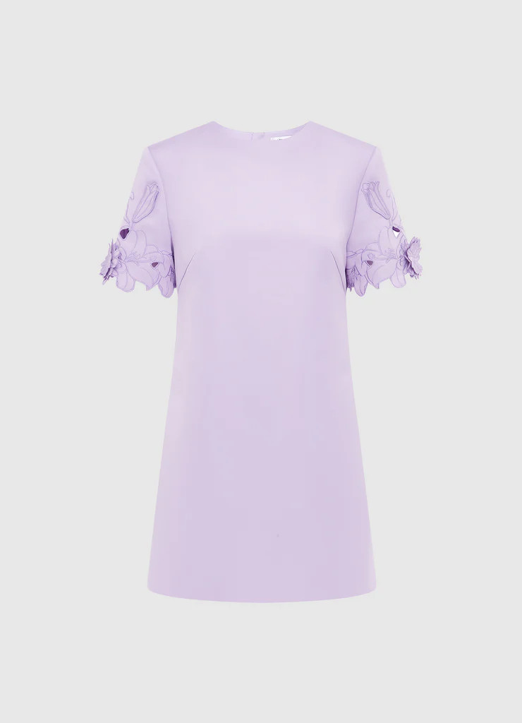 Aurie Appliqué Short Sleeve Mini Dress - Lilac | LEO LIN