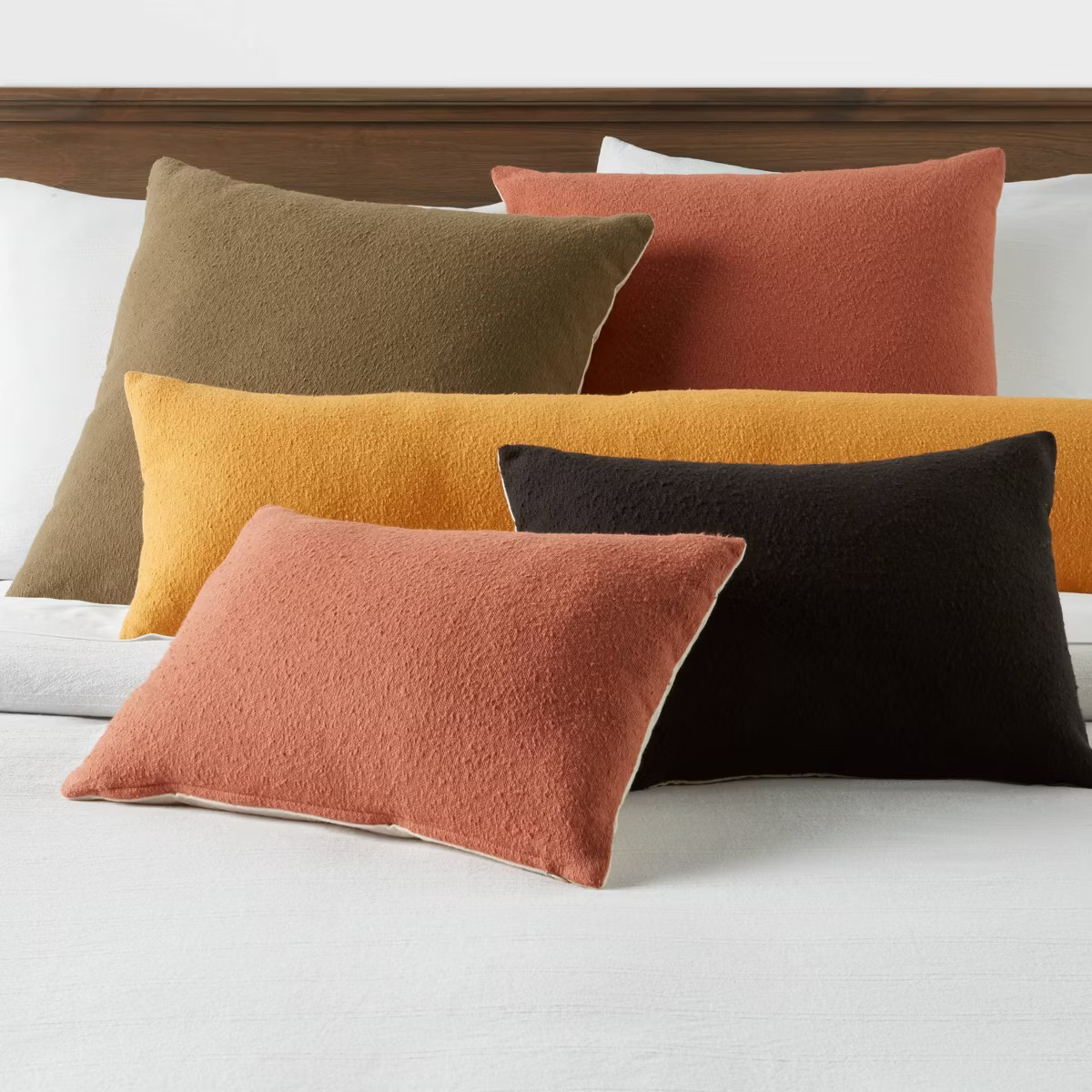 Oblong Boucle Color Blocked Decorative Throw Pillow Black - Threshold\u2122 | Target
