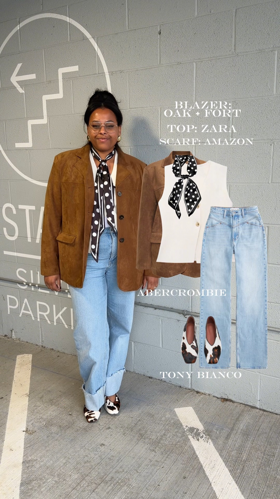 Work outfit featuring a suede blazer and neck scarf. Paired with calf hair flats from Tony Bianco. 

#LTKMidsize #LTKootd #LTKWorkwear