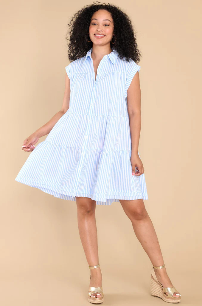 Wholeheartedly Blue Stripe Dress | Red Dress 