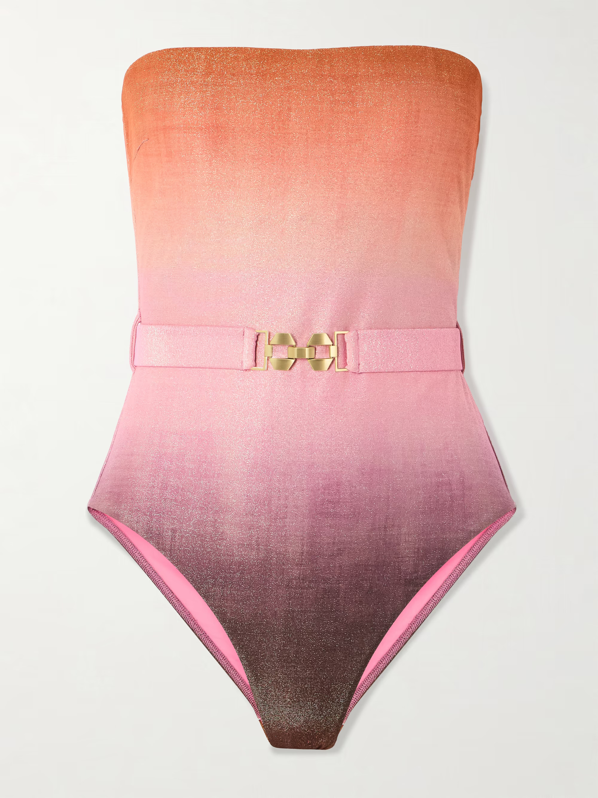 Strapless belted metallic ombré swimsuit | NET-A-PORTER (US)