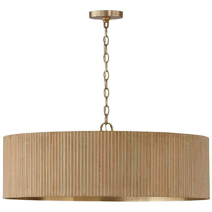 Capital Donovan 30 3/4" Wide Modern Brass Mango Wood Drum Chandelier | Lamps Plus