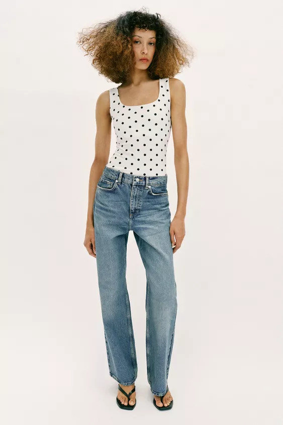 WIDE STRAP POLYAMIDE T-SHIRT | Zara UK