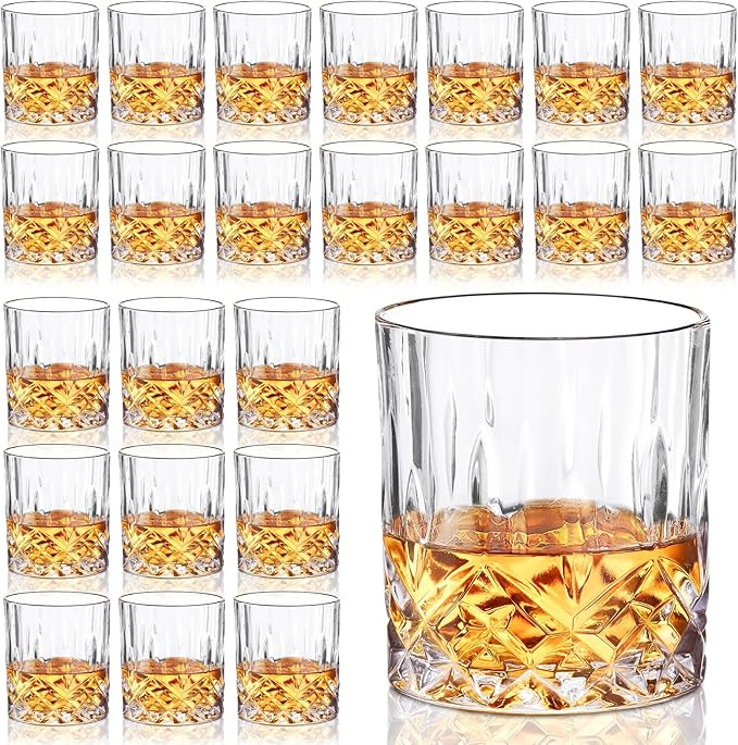 24 Pcs Old Fashioned Whiskey Glasses Bulk 10 Oz Bourbon Glass Cocktail Rocks Glasses for Whiskey ... | Amazon (US)