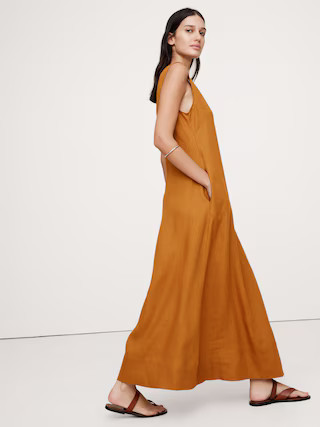 Linen V-Neck Maxi Dress | Banana Republic (US)