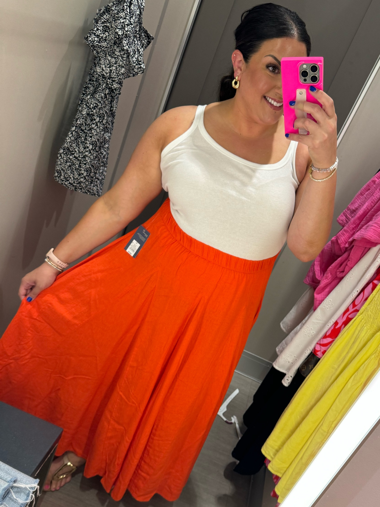 Wearing a L tank and XL skirt. The skirt is slightly see through so just make sure you wear nude undies under it!! I had black ones on and you could see them a little
bit. 

#LTKFindsUnder50 #LTKSaleAlert #LTKMidsize