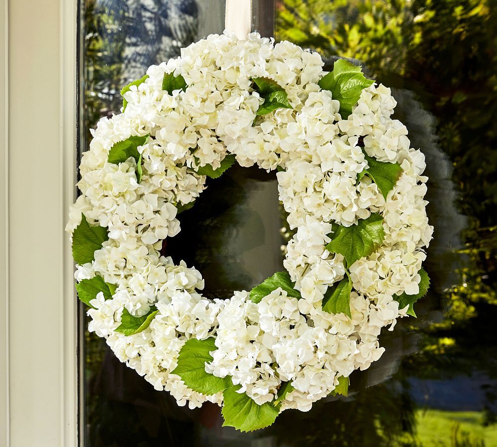 Faux Mixed White Hydrangea Wreath | Pottery Barn (US)