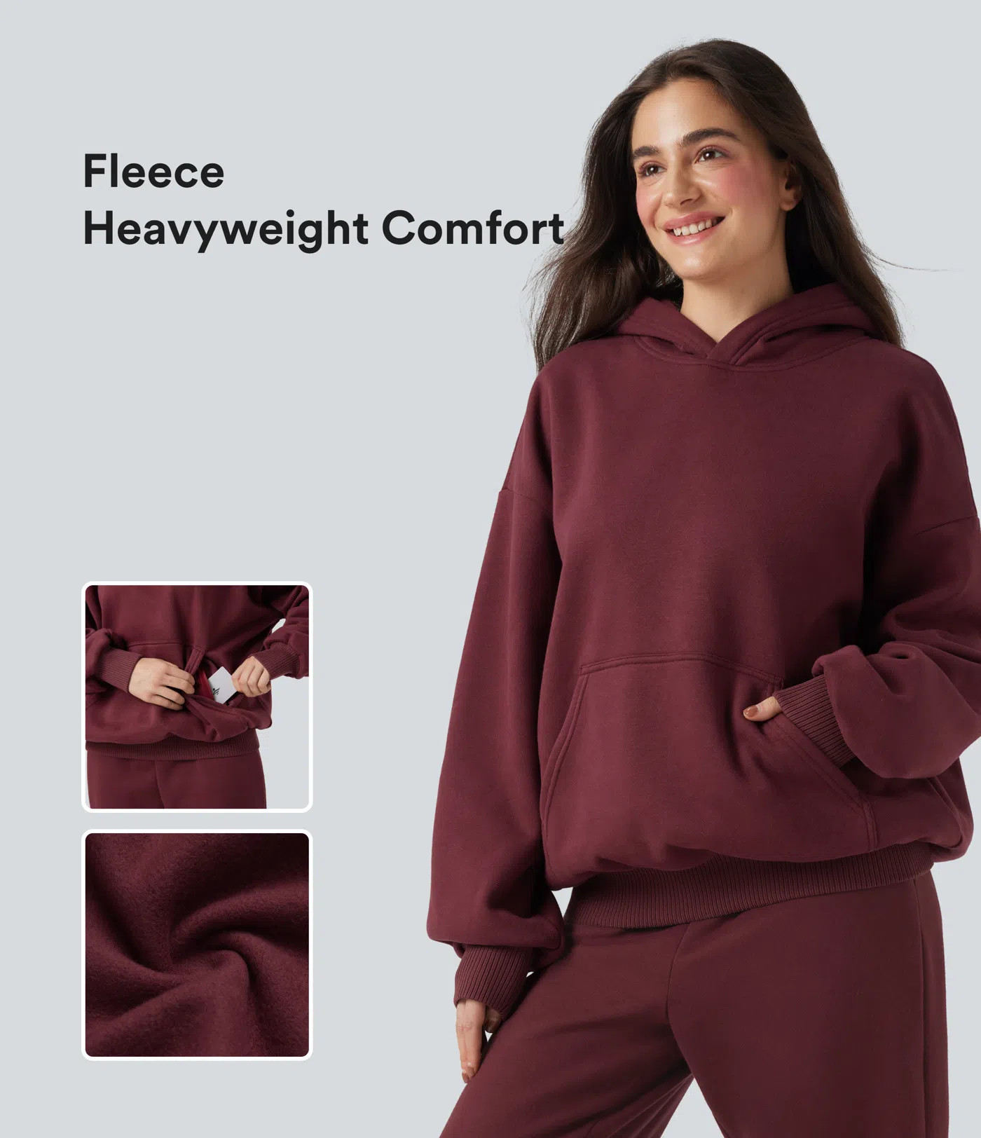Women’s Hooded Long Sleeve Fleece Casual Cotton Sweatshirt with Pockets - Halara | HALARA