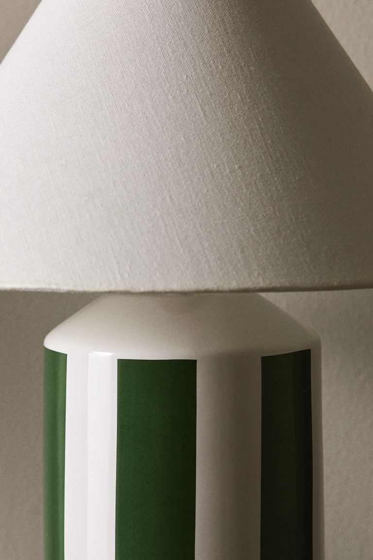 Tall Ceramic Lamp Base - Green/striped - Home All | H&M US | H&M (US + CA)