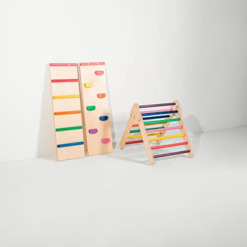 Bunny Hopkins Climber Pikler Mini Triangle with Rock Wall in Rainbow at Nordstrom, Size Xx-Large | Nordstrom