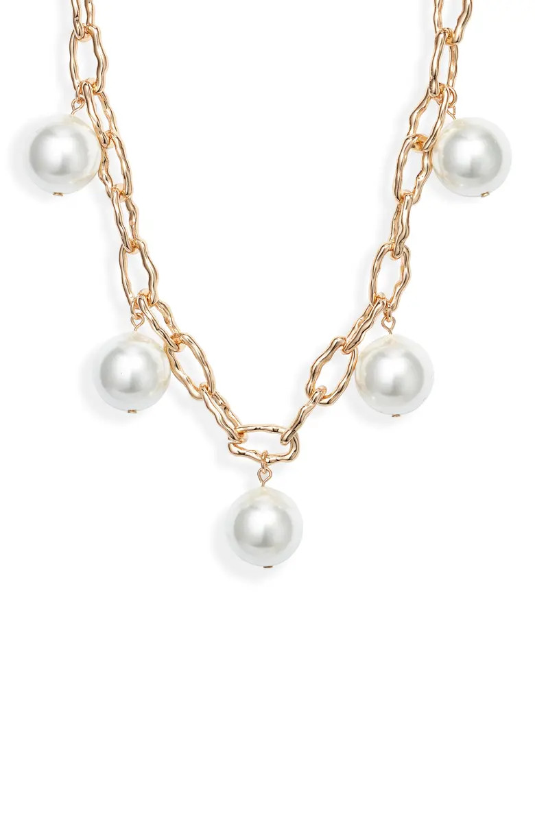 Open Edit Faux Pearl Curb Chain Necklace | Nordstrom | Nordstrom