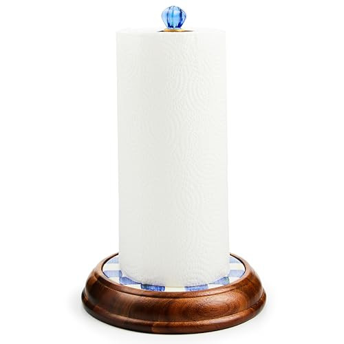 MACKENZIE-CHILDS Wood Paper Towel Holder, Blue-and-White Royal Check | Amazon (US)