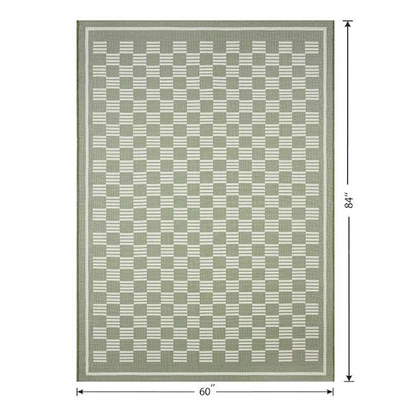 (E536) Green Checkerboard Area Rug, 5x7 | At Home