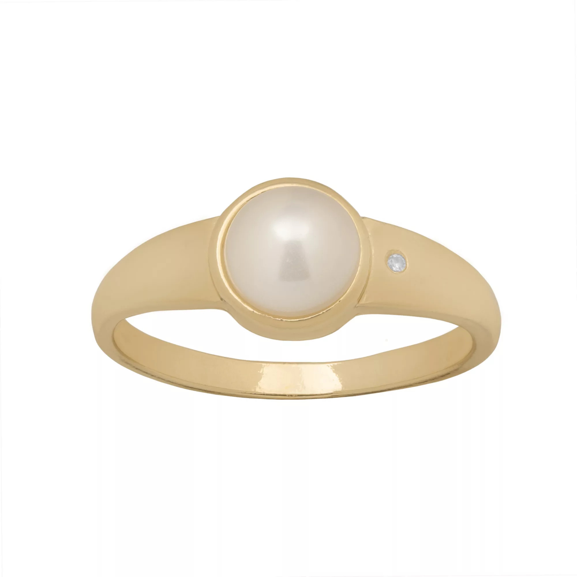 LC Lauren Conrad Gold Tone Cushion Simulated Pearl Lux Single Ring, Women's, White | Kohl's
