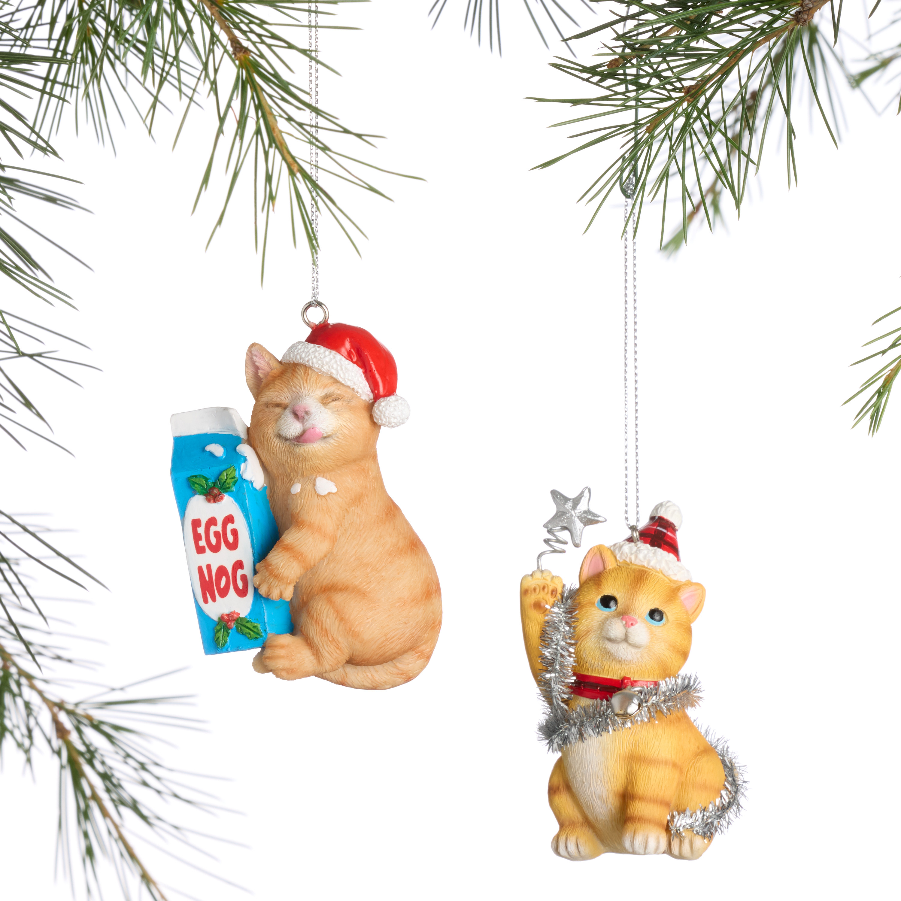 Resin Christmas Cat Ornaments Set of 2 | World Market