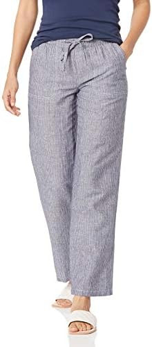 Amazon Essentials Women's Pull On Linen Blend Drawstring Relaxed Fit Wide Leg Pant | Amazon (US)