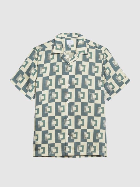 Geo Printed Cuban Collar Shirt | Reiss (UK)