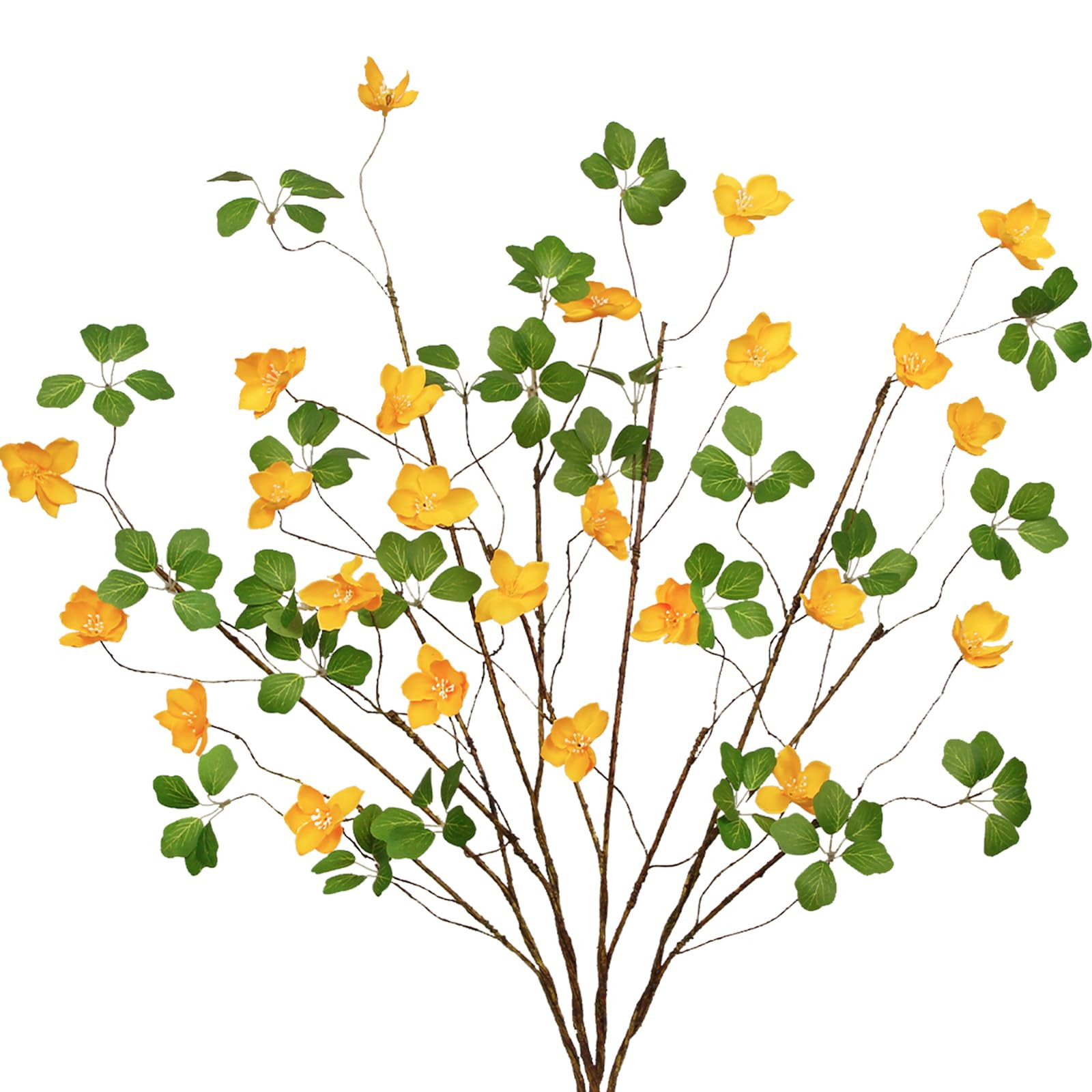 4 Pcs Artificial Greenery Stems Plants with Yellow Flowers 29.5" Faux Branches for Vase Filler Fa... | Amazon (US)