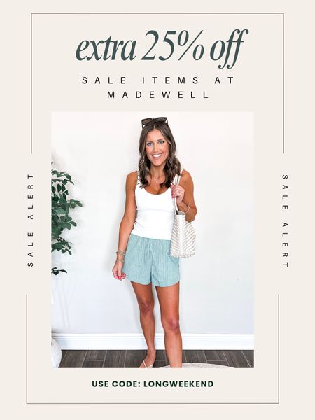 Take an extra 25% off these shorts and the white tank top is also marked down at J.Crew! 
Use code: LONGWEEKEND on the shorts! 
Go up one size in the top, down one in the shorts 

#LTKSaleAlert #LTKFindsUnder50 #LTKFindsUnder100