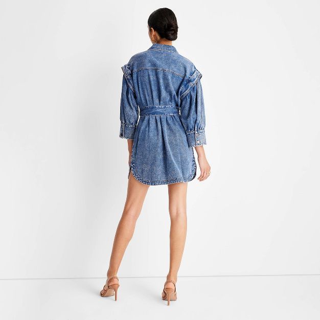 Women's Long Sleeve Utility Denim A-Line Dress - Future Collective™ with Kahlana Barfield Brown | Target