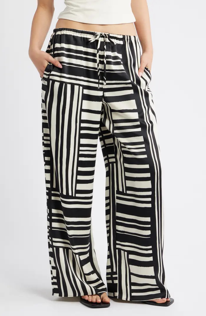 Tie Waist Wide Leg Satin Trousers | Nordstrom