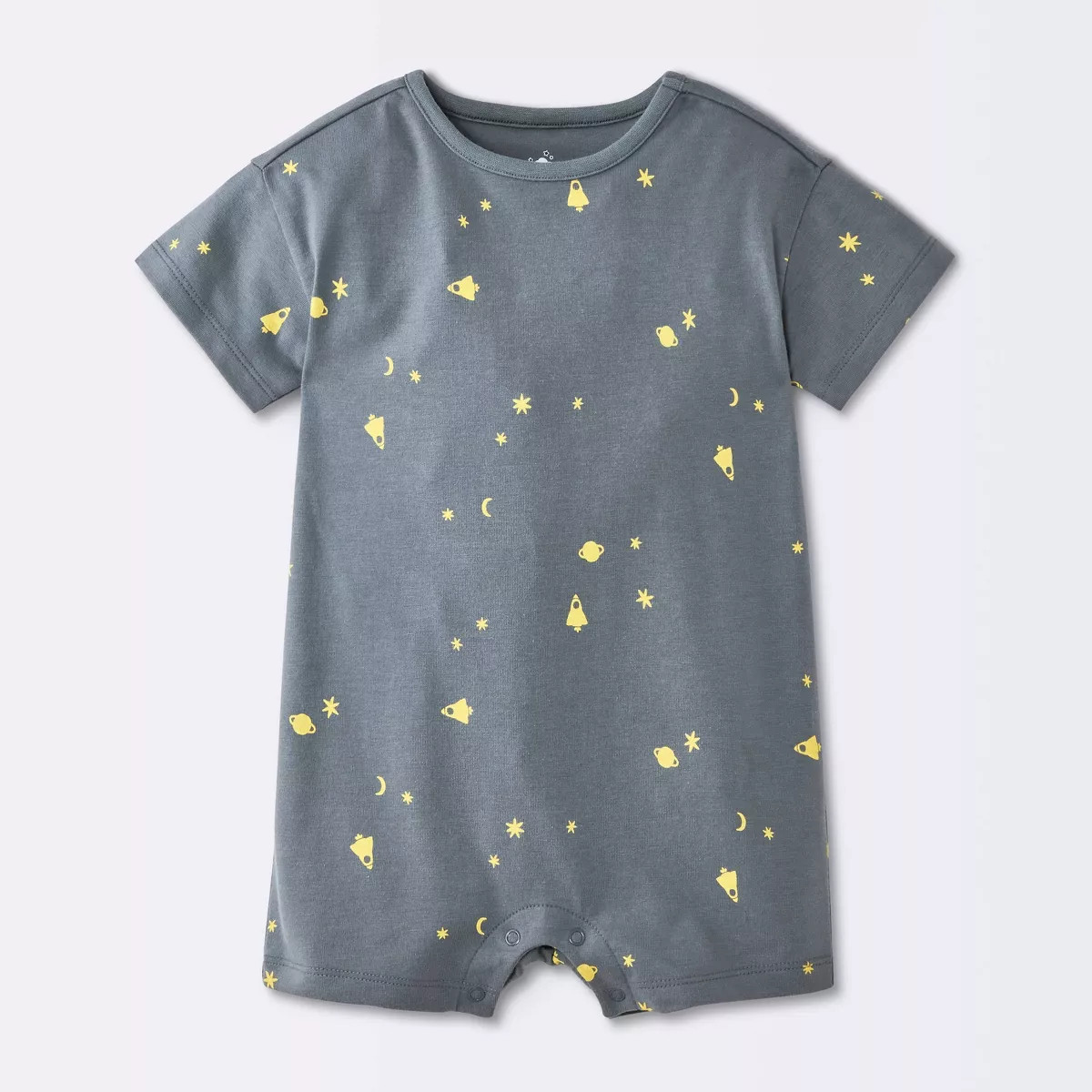 Baby Boys' Space Graphic Short Sleeve Romper - Cloud Island™ Charcoal Gray 0-3M | Target