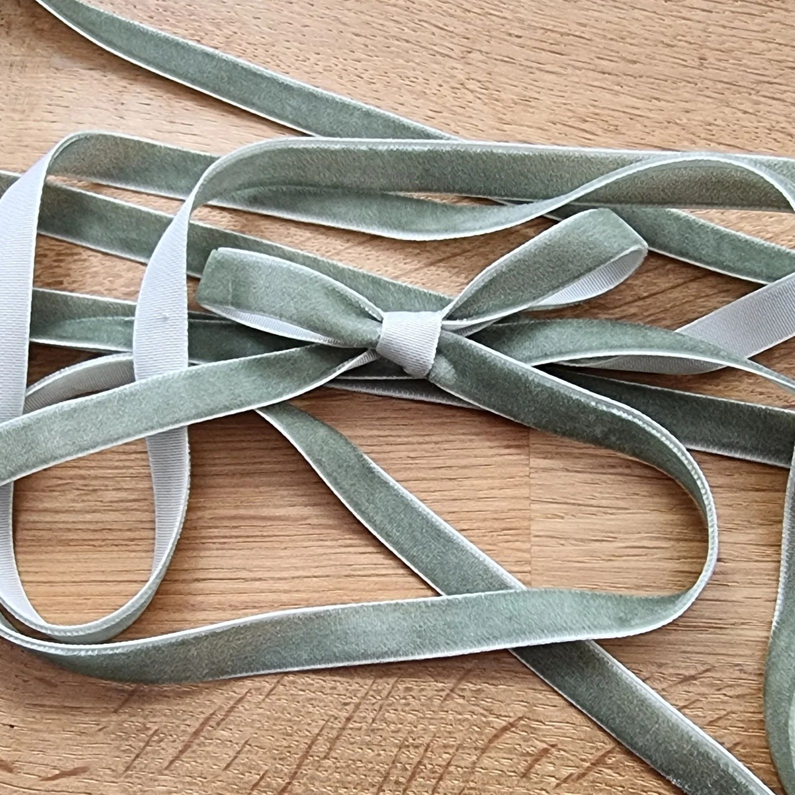 Read the full title
    Sage Green Velvet Ribbon, 9mm (11/32in) wide *Sold Per Metre* | Etsy (US)