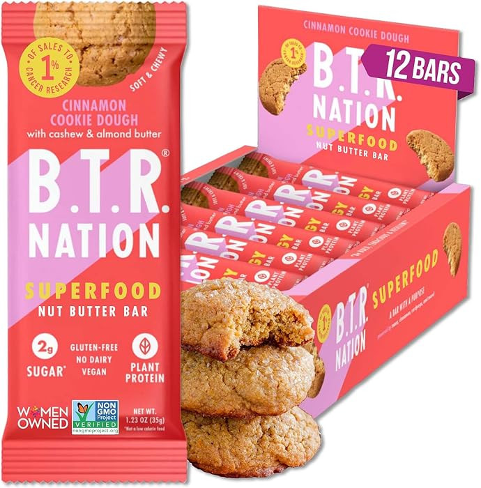 B.T.R. Nation Superfood Keto Protein Bars, Plant Based Vegan Protein - Cinnamon Cookie Dough ENER... | Amazon (US)
