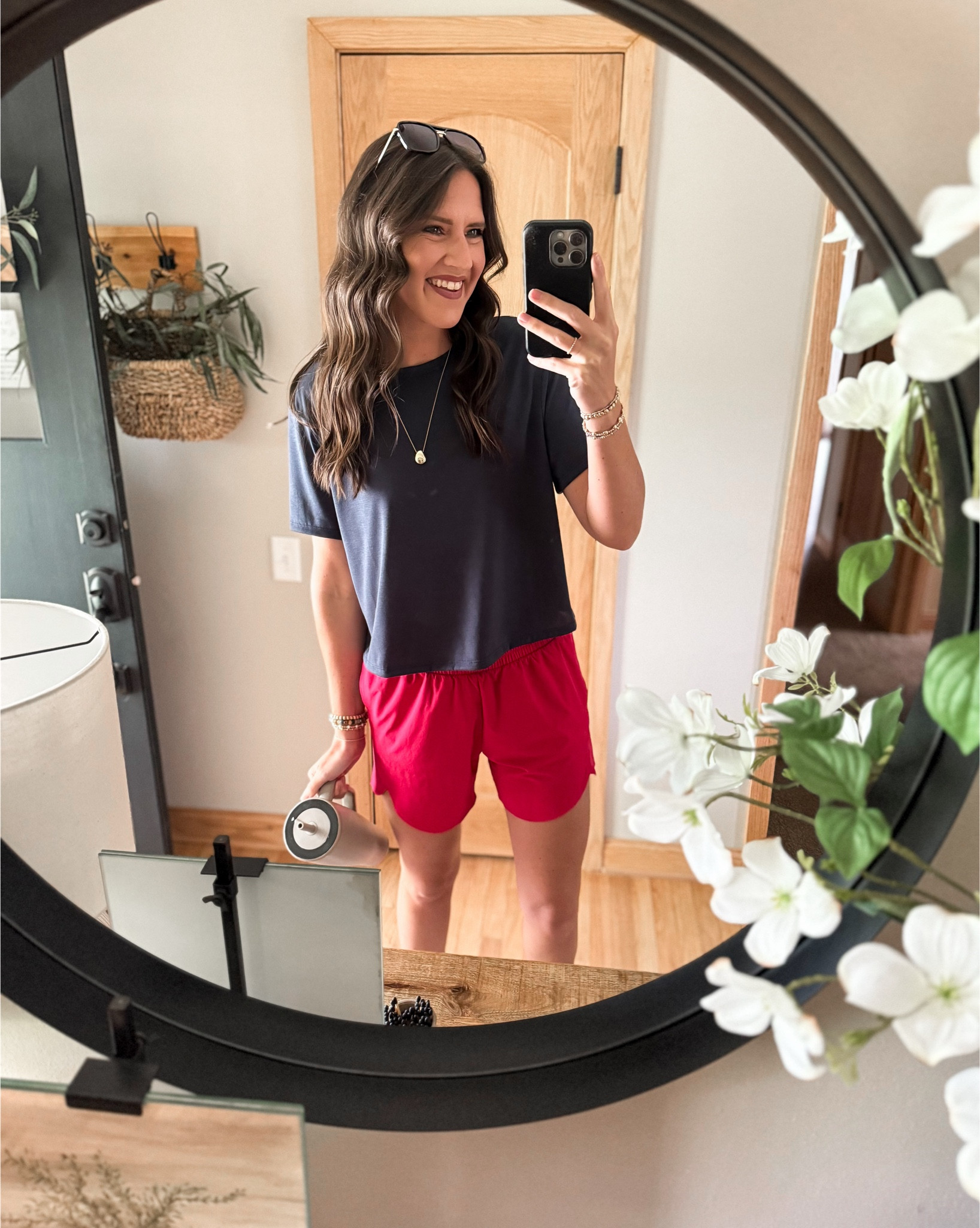 Target activewear I’m loving! Wearing a small in the shorts and medium in the tops. 